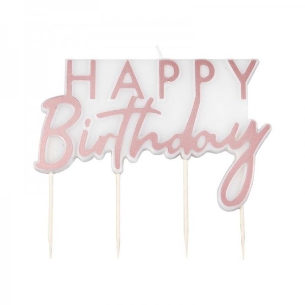 Candle - Happy Birthday - Rose Gold