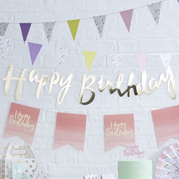Bunting - Happy Birthday / Gold