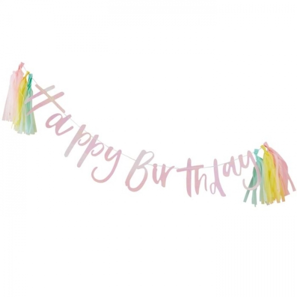 Bunting - Happy Birthday with Tassels / Pearlescent