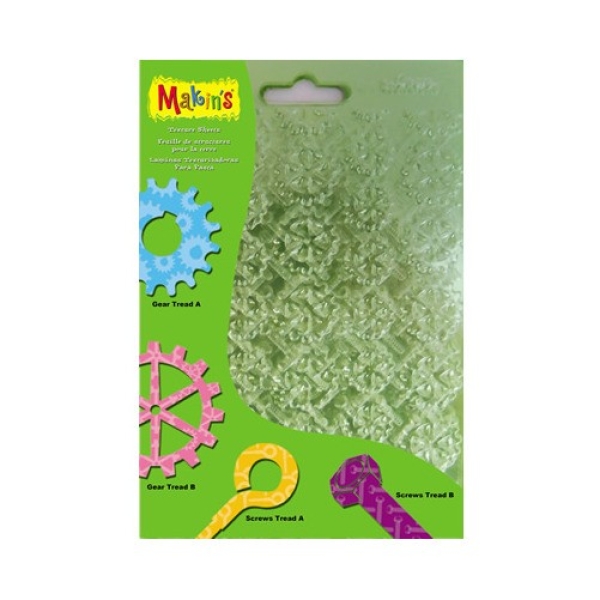 Texture and Embossing Mat Set F - Sprockets, Gears, Eyelag Screws, Hex Bolts