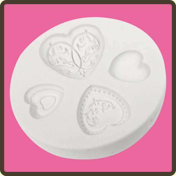 Silicone Mold 4 Elegant Hearts