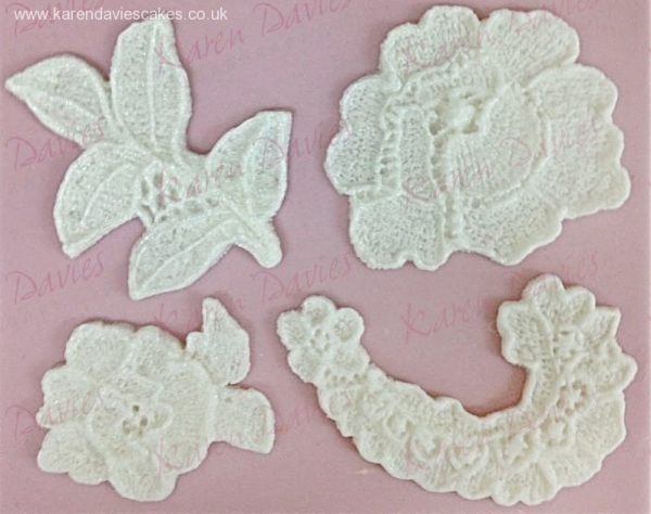 Silicone Mould - 4 Lace Rose pieces