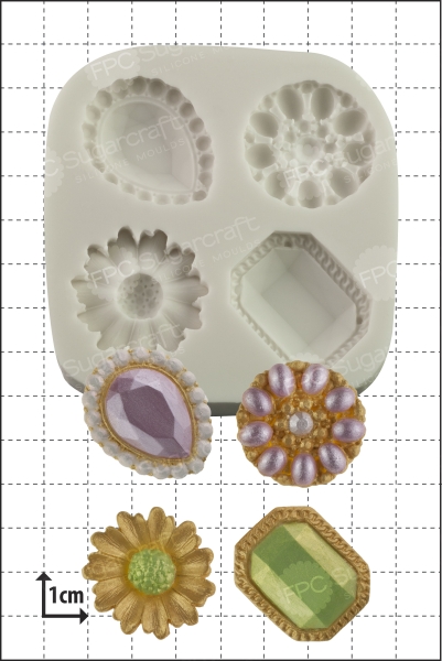 Silicone Mould - Jewelled Brooches
