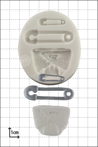 Silikonform - Windel und Sicherheitsnadeln