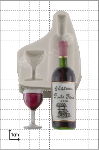 Silikonform - Weinflasche und Weinglas