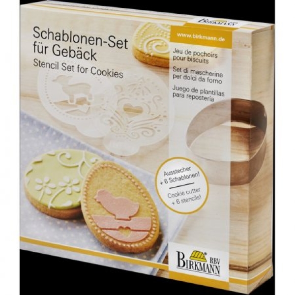 Stencil Set with Egg Cookie Cutter