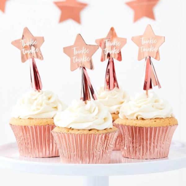 Cupcake Topper - Stars Rose Gold