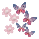 Esspapier - Blumen und Schmetterlinge - Lila
